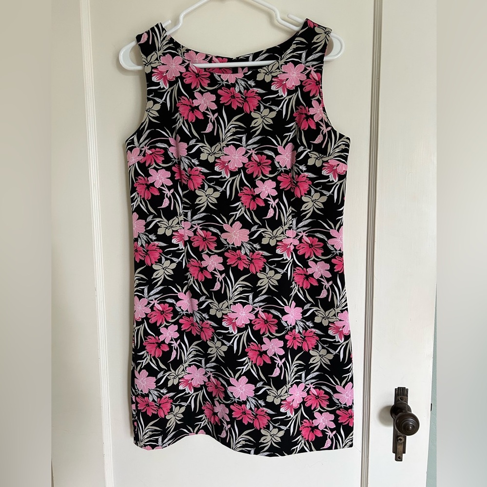 Floral Sleeveless Dress - Pink and Black